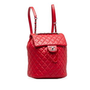Chanel Coco Red Backpack Matelasse Chain Hardware Mark Silver Rucksack Lambskin